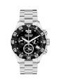 Claude Bernard Women's 10210 3 NIN Aquarider Black Chronograph Rotating Bezel Steel Watch