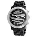 Breda Women's 2307-Black/Zebra Brooke Oversized Bezel Zebra Dial Plastic Band Watch