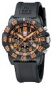 Luminox Men's 3089 Navy Seal Colormark Chronograph 3080 Series Black Chronograph Rubber Band, Orange Accents Watch