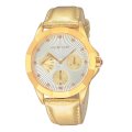 Jill Stuart Women's SILDE002 Retrograde Collection Gold-Tone Leather Watch