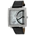 Breda Women's 6120_blk "Phoebe" Leather Peace-Sign Watch