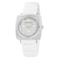 BCBGMAXAZRIA Women's BG8229 Elite Sport Silver-Tone White Rubber Watch