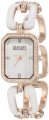 Badgley Mischka Women's BA/1192RGWT Swarovksi Crystal Accented White Enamel and Rosegold-Tone Open Link Chain Bracelet Watch