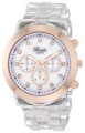Breda Women's 2307-Clear/RG "Brooke" Oversized Bezel Mother-Of-Pearl Dial Rhinestone Hour Markers Plastic Band Watch