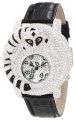 Croton Women's CN207339BSPV Crystal Accented Paved Crystal Dial Black Leather Watch