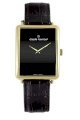 Claude Bernard Women's 21175 37JP N Classic Ladies Rectangular Gold PVD Black Leather Watch