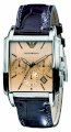 Emporio Armani Men's AR0479 Classic Chronograph Leather Silver Dial Watch
