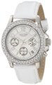 Invicta Women's IBI-10063-001 Chronograph Crystal Accented White Mother-Of-Pearl Dial White Leather Watch
