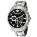 Emporio Armani Men's AR0636 Chronograph Black Dial Stainless Steel Watch