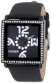 Haurex Italy Women's NF369DNW Diverso PC Square Black Dial Crystal Bezel Leather Watch