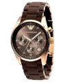 Emporio Armani Ladies AR5891 Sport Rose Gold Ion-Plating Brown Chronograph Dial Watch