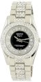 Geneve Elegante Men's GEN-5063 - Silv/Blk Classic Rhinestone Encrusted Silver Watch
