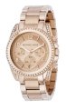 Women's Rose Gold Tone Stainless Steel Runway Chronograph Rose Gold Dial Date Display