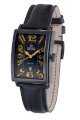 Gevril Men's 5009A Avenue of Americas Automatic-Date Rectangular Black PVD Sapphire Crystal Orange Numbers 