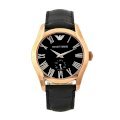 Emporio Armani Men's AR8017 Watch and Cufflinks Black Leather Band Watch