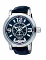 Gio Monaco Men's 814-F Crepacci Black Dial Luminous Leather Date Watch