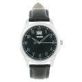 Timex Men's T2N247 Leather Pig Skin Analog with Black Dial Watch