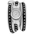  Vernier Women's VNR11117SS Silver Triple Wrap Studded Leather Watch