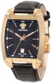 Versace Men's WLQ80D008 S009 Character Tonneau Rose Gold Plated Black Genuine Leather Black Dial Watch