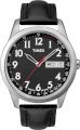 Timex Men's T2N230 Analog Silver-Tone Case Black Leather Black Dial Watch