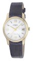 Rotary Ladies Gold Plated Stainless Steel Watch with Leather Strap and White Mother Of Pearl Dial.