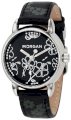 Morgan Women's M923BSS Stainless Steel Thick Case Black Floral Dial Watch