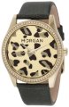 Morgan Women's M1070T Gold-Tone Crystallized Bezel Animal Print Dial Watch