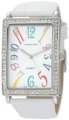 Vernier Women's VNR1032 Rectangular Crystal Leather Strap Quartz Watch