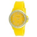  Vernier Women's VNR1908 Easy Read Yellow Silicon Strap Stone Accent Watch