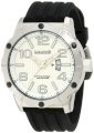 Lancaster Men's OLA0478BN Trendy Off White Striped Dial Black Silicone Watch