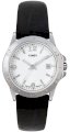 Timex Women's T2M788 Sport Fashion Silver-Tone with Black Leather Strap Watch