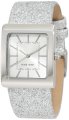  Nine West Women's NW/1293SVSV Square Silver-Tone Sparkle Strap Watch