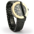 Raphael Leon Designer Timepiece - Mens Stainless Steel, Plated in 18K Yellow Gold - 0.18ctw Diamond
