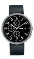 Alessi Unisex AL6021 Record Stainless-Steel and Black Leather Strap Chronograph Watch