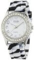 Golden Classic Women's 2219-zebra "Savvy Jelly" Rhinestone Zebra Silicone Watch