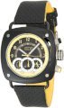 EOS New York Men's 173SBLKYEL Gauge Black Leather Strap Watch