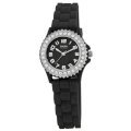 Golden Classic Women's 2218 black "Chic Jelly" Rhinestone Petite Black Silicone Watch