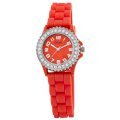 Golden Classic Women's 2218 red "Chic Jelly" Rhinestone Petite Red Silicone Watch