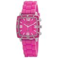 Golden Classic Women's 2213-Pink "Social Jelly" Trendy Square Rubber Strap Watch