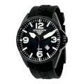 Torgoen Swiss Men's T10301 Black Ion-Plated 3-Hand Analog Rubber Strap Watch