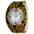 Golden Classic Women's 2173-orange Jungle Fever Snakeskin-Pattern Bangle Watch
