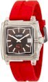 K&Bros Unisex 9405-1 Ice-Time Monaco Square Red Silicon Watch