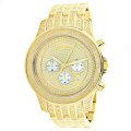 Iced Out Luxurman Mens Diamond Watch 1.25ct Yellow Gold Tone