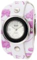 Golden Classic Women's 2201-white "Flower Power" Flower Pattern Leather Band Watch