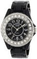 Golden Classic Women's 2284-black "Time's Up" Rhinestone Accented Black Metal Watch