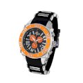 Aquaswiss Chronograph Swiss Quartz Large 50 MM Watch Black Dial Stainless Steel Orange Bezel Day Date #62XG0148