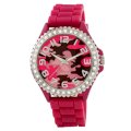 Golden Classic Women's 2220 camopink "Glam Jelly" Oversized Rhinestone Camouflage Silicone Watch