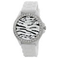 Golden Classic Women's 2220-whitezebra "Glam Jelly" Rhinestone White Zebra Silicone Watch