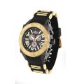 Aquaswiss Chronograph Swiss Quartz Large 50 MM Watch Black Dial Stainless Steel Gold Bezel Day Date #62XG0151