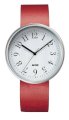 Alessi Unisex AL6004 Record Stainless-Steel and Red Leather Strap Watch